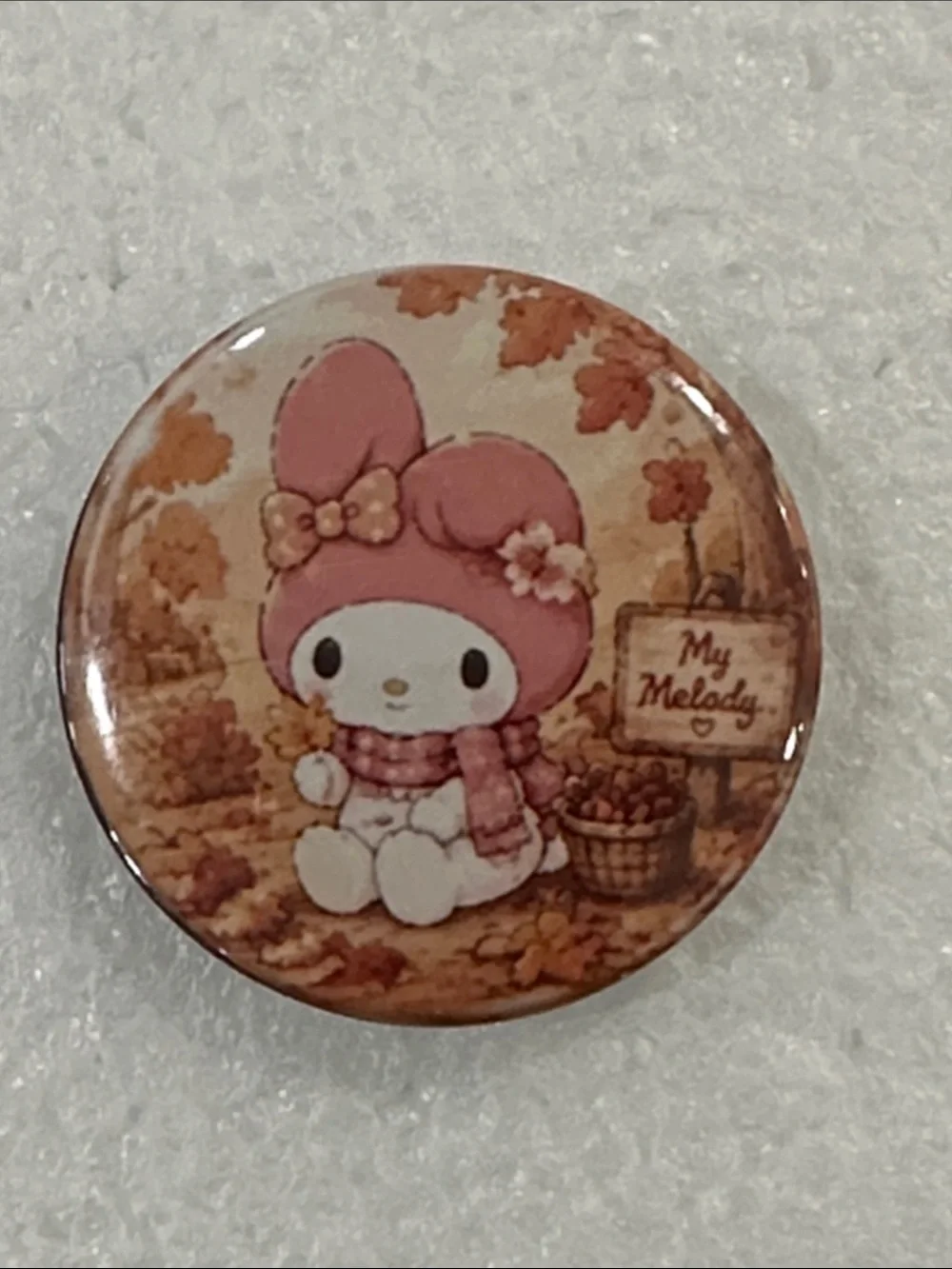 Sanrio My Melody Autumn Pink & Cream Character Button Pin